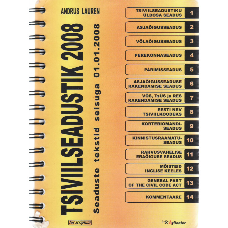 Tsiviilseadustik 2008. Seaduste tekstid seisuga 01.01.2008